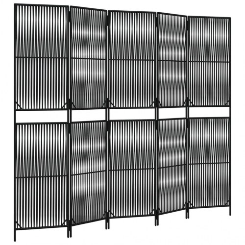 Rumdeler i polyrattan - 5 paneler, sort