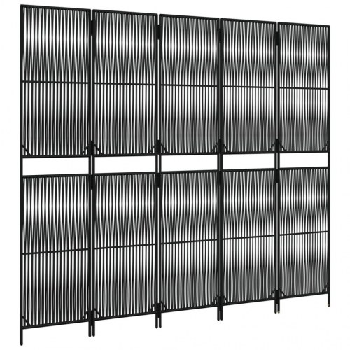 Rumdeler i polyrattan - 5 paneler, sort