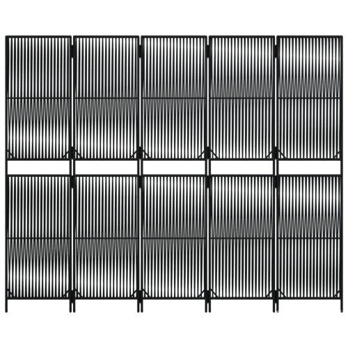 Rumdeler i polyrattan - 5 paneler, sort