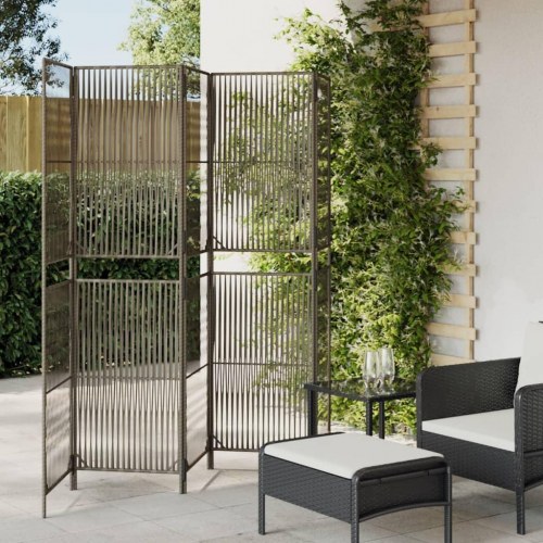 Rumdeler 5 paneler i polyrattan - grå, foldbar skærm