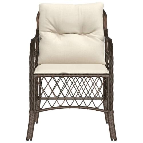 Havestole med hynder 2 stk. polyrattan brun