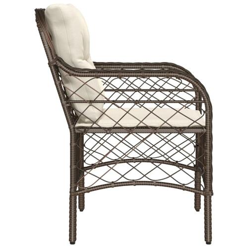 Havestole med hynder 2 stk. polyrattan brun