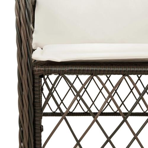 Havestole med hynder 2 stk. polyrattan brun