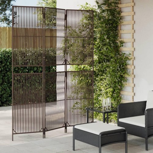 Rumdeler i polyrattan - 3 paneler, brun