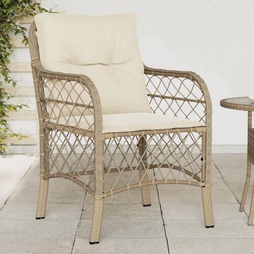 Havestole med hynder 2 stk. polyrattan beige