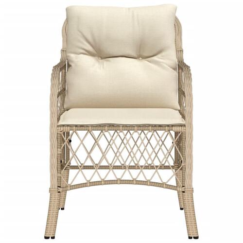 Havestole med hynder 2 stk. polyrattan beige