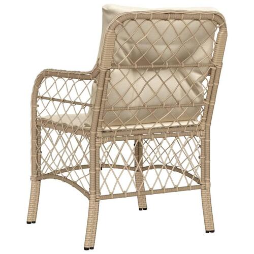 Havestole med hynder 2 stk. polyrattan beige