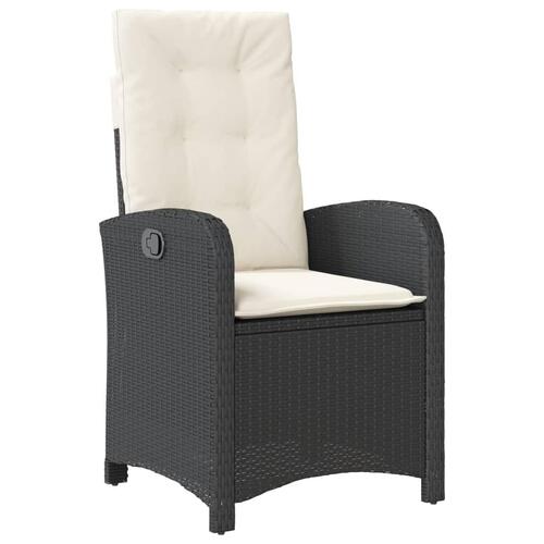 Havestole med hynder 2 stk. justerbart ryglæn polyrattan sort