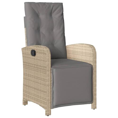 Havestol med lænefunktion og fodstøtte polyrattan blandet beige