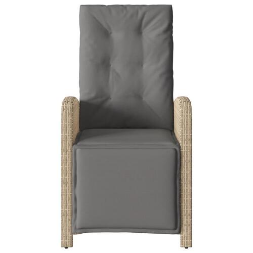 Havestol med lænefunktion og fodstøtte polyrattan blandet beige