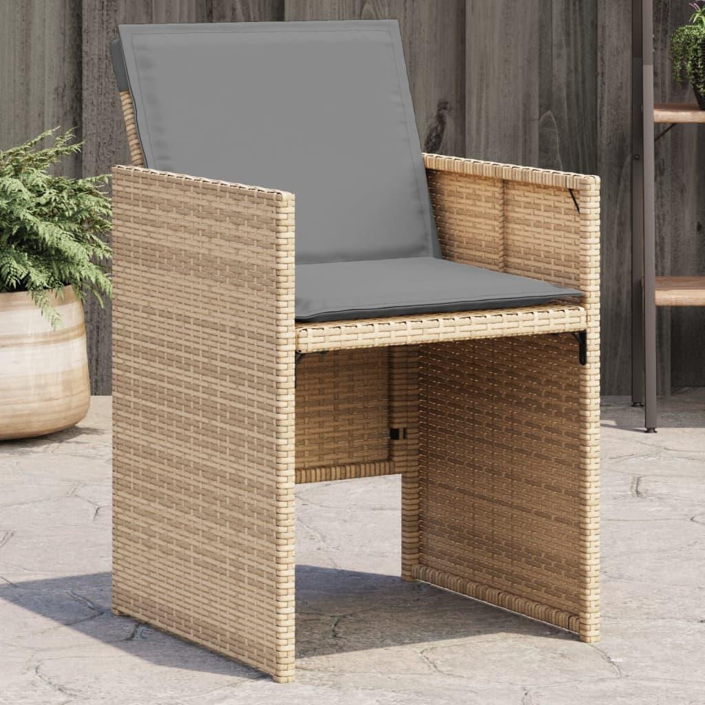 Havestole 4 stk. med hynder polyrattan blandet beige