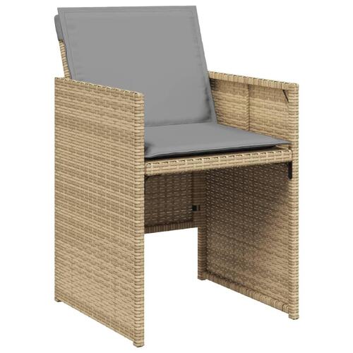 Havestole 4 stk. med hynder polyrattan blandet beige