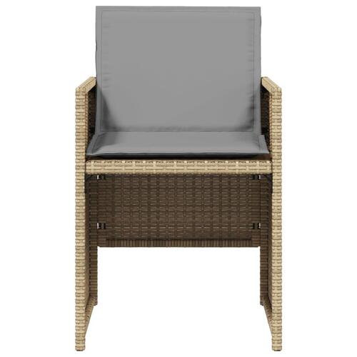 Havestole 4 stk. med hynder polyrattan blandet beige
