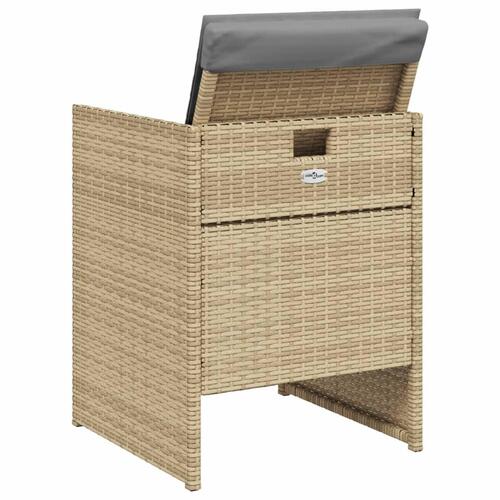 Havestole 4 stk. med hynder polyrattan blandet beige