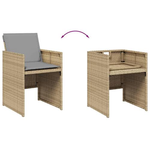Havestole 4 stk. med hynder polyrattan blandet beige