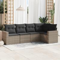 Sofasæt 5 dele med hynder polyrattan grå