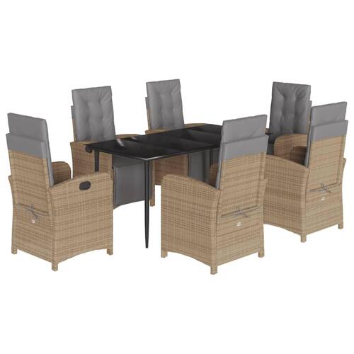 Spisebordssæt til haven 7 dele med hynder polyrattan beige