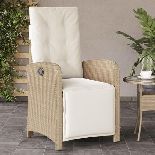 Havestole 2 stk. med lænefunktion og fodstøtte polyrattan beige