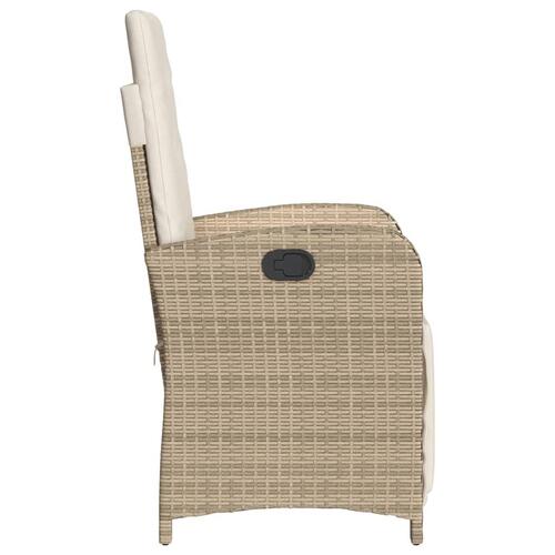 Havestole 2 stk. med lænefunktion og fodstøtte polyrattan beige