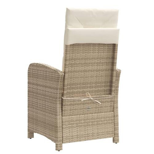 Havestole 2 stk. med lænefunktion og fodstøtte polyrattan beige