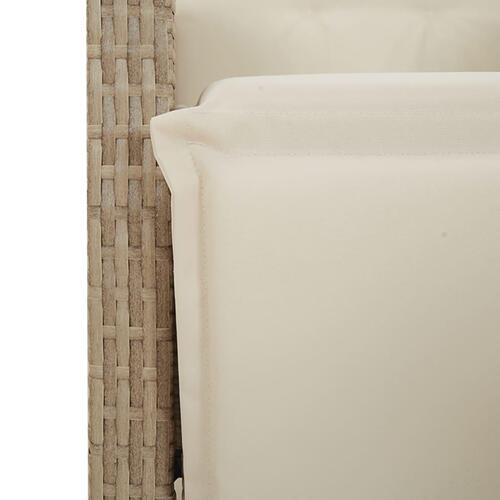 Havestole 2 stk. med lænefunktion og fodstøtte polyrattan beige