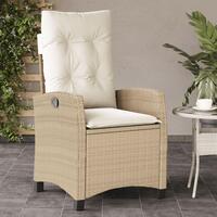 Havestol med lænefunktion og hynder polyrattan beige