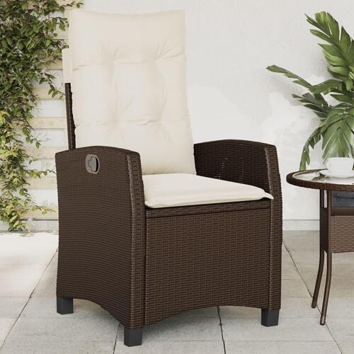 Havestol med lænefunktion og hynder polyrattan brun
