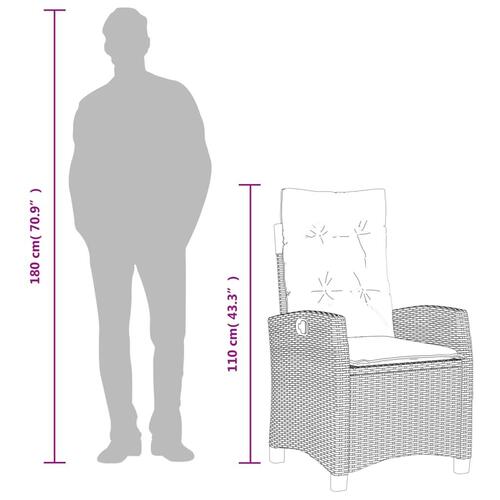 Havestol med lænefunktion og hynder polyrattan brun