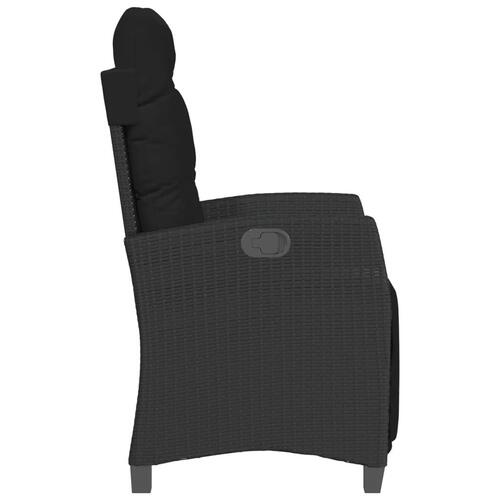 Havestol med justerbart ryglæn og fodstøtte polyrattan sort