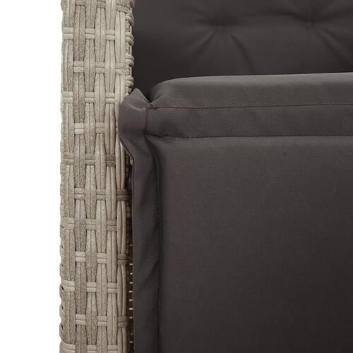 Havestol med lænefunktion og fodstøtte polyrattan lysegrå