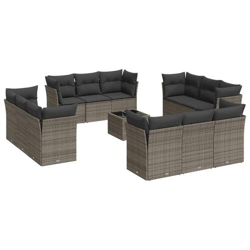 Sofasæt til haven 13 dele med hynder polyrattan grå
