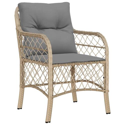Spisebordssæt til haven 5 dele med hynder polyrattan beige