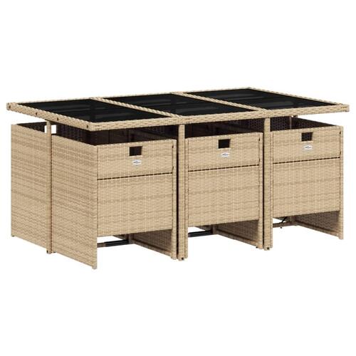 Spisebordssæt til haven 7 dele med hynder polyrattan beige