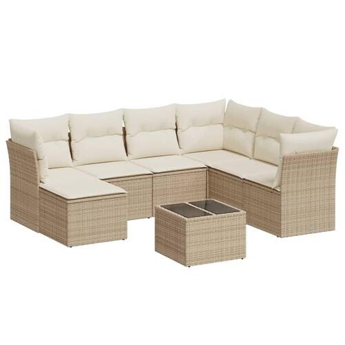 Sofasæt til haven 8 dele med hynder polyrattan beige