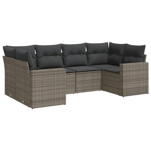 Sofasæt til haven 6 dele med hynder polyrattan grå