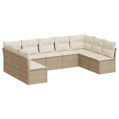 Sofasæt til haven 9 dele med hynder polyrattan beige
