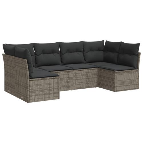 Sofasæt til haven 6 dele med hynder polyrattan grå