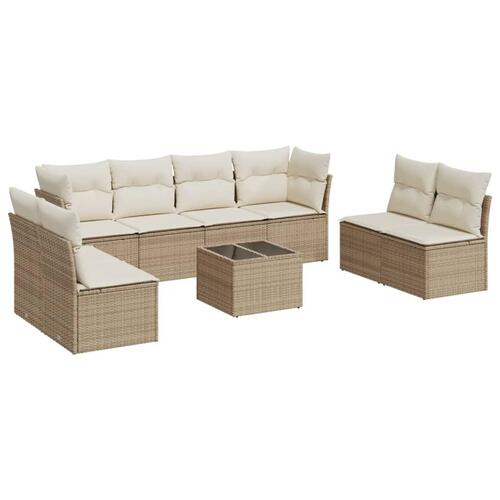 Sofasæt til haven 9 dele med hynder polyrattan beige