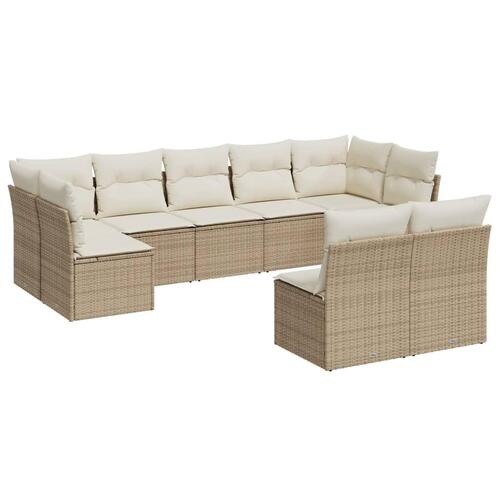 Sofasæt til haven 9 dele med hynder polyrattan beige