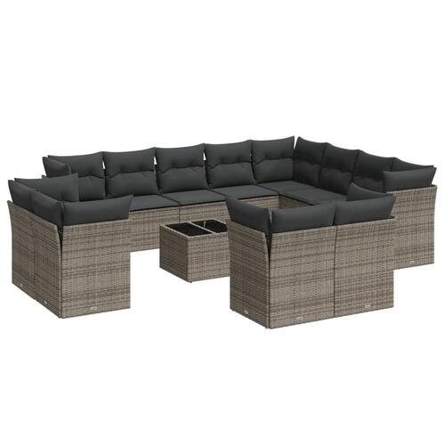 Sofasæt til haven 13 dele med hynder polyrattan grå