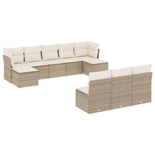 Sofasæt til haven 10 dele med hynder polyrattan beige