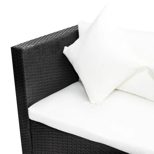 Haveloungesæt 4 dele med hynder polyrattan sort