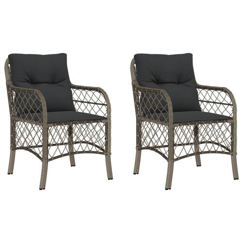 Havestole med hynder 2 stk. polyrattan grå