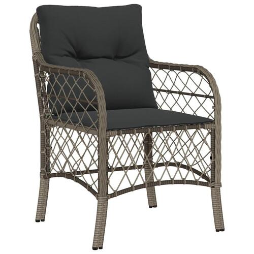 Havestole med hynder 2 stk. polyrattan grå