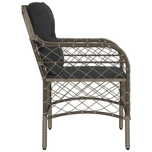 Havestole med hynder 2 stk. polyrattan grå