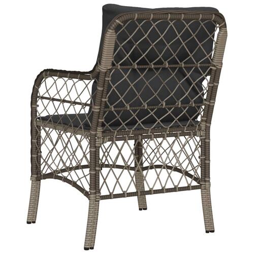 Havestole med hynder 2 stk. polyrattan grå