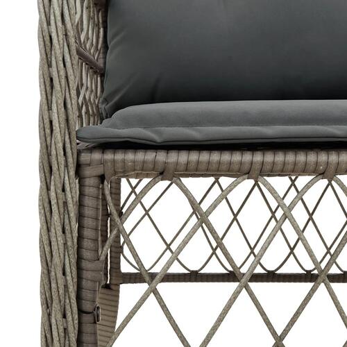 Havestole med hynder 2 stk. polyrattan grå
