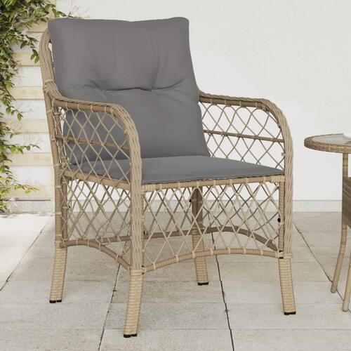 Havestole med hynder 2 stk. polyrattan blandet beige