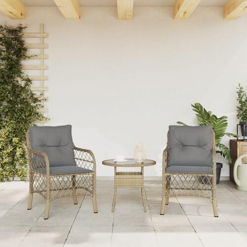 Havestole med hynder 2 stk. polyrattan blandet beige
