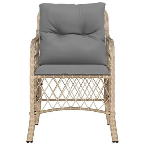 Havestole med hynder 2 stk. polyrattan blandet beige